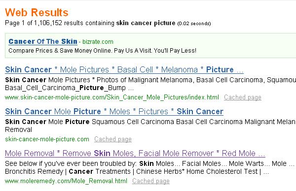 #1 MSN - Reno SEO Client Skin-Cancer-Mole-Picture.com